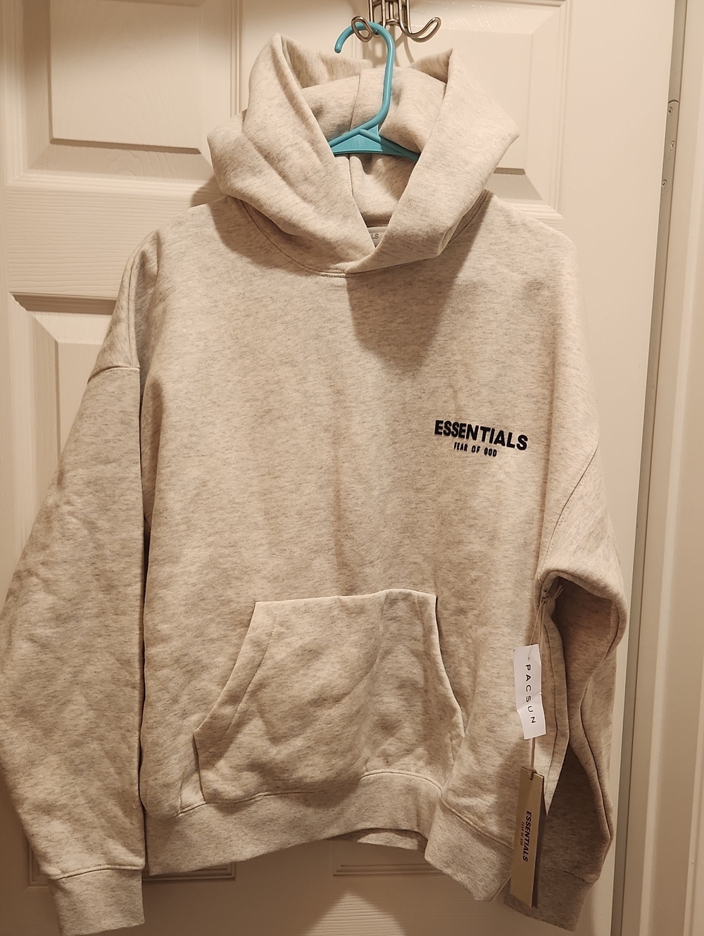 ESSENTIALS Men’s Crewneck Hoodie in Light Oatmeal
